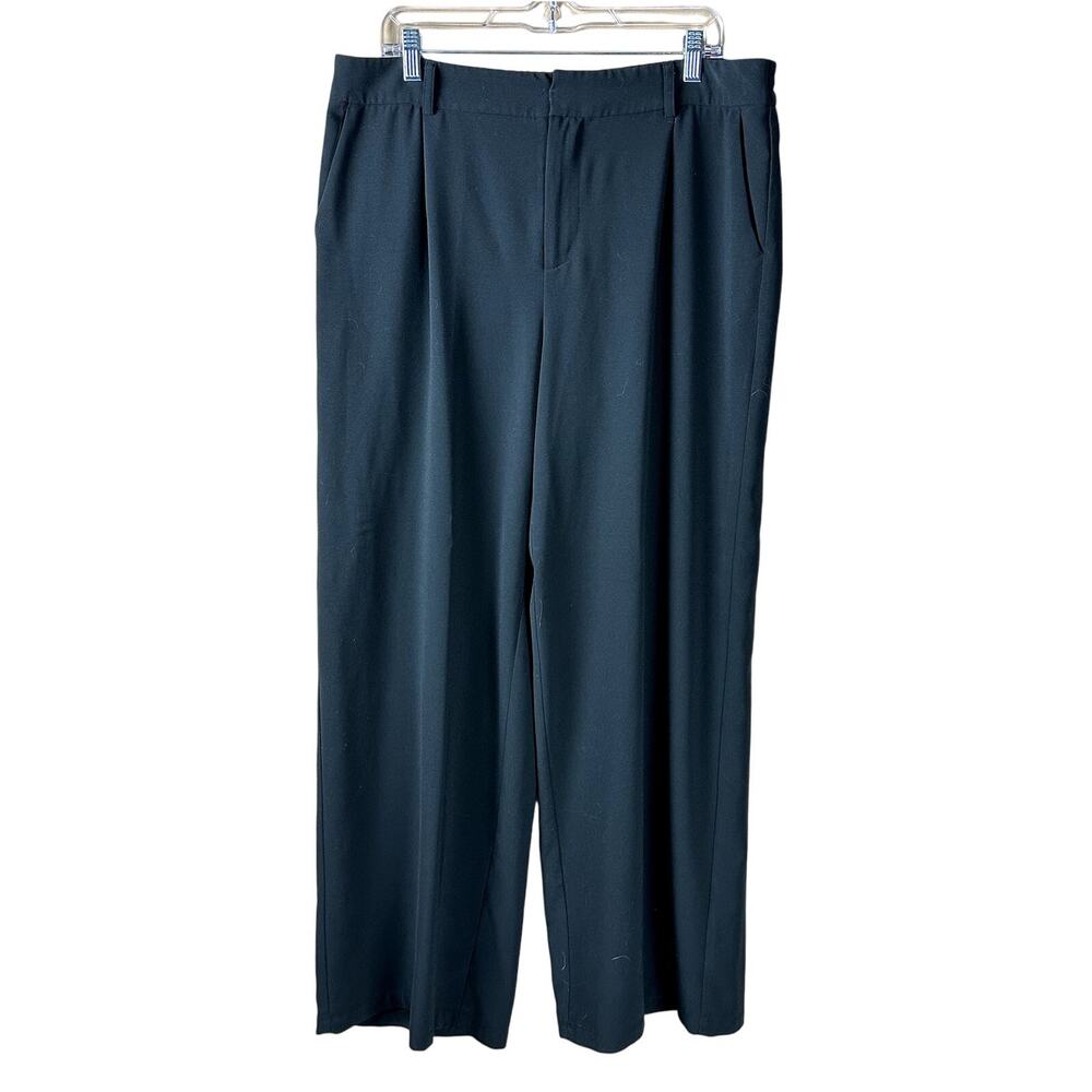 ModCloth Women Size XL Wide Leg Black Careerwear Officewear Dress Pants Pockets